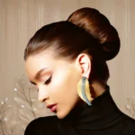 Gold Plated Leaf Shaped Long Earring