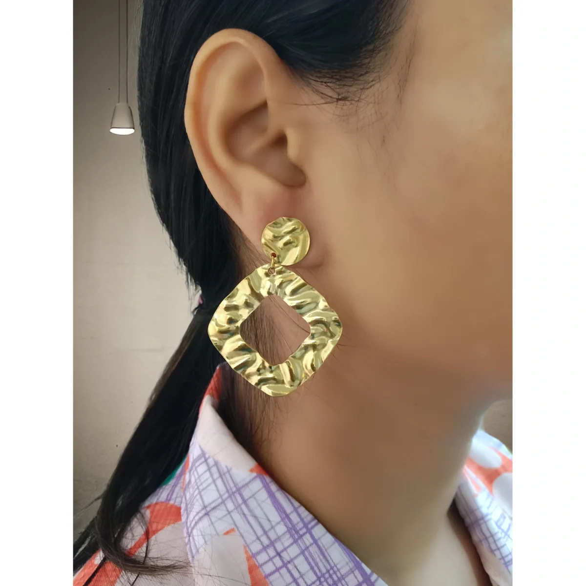 Gold Plated Dented Earring