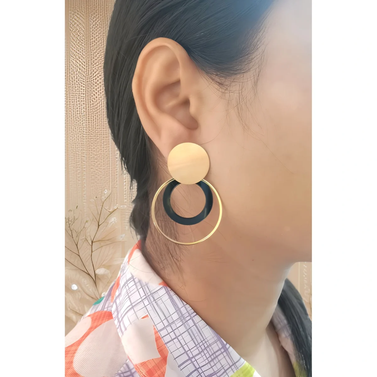 Gold Plated Circle dangler Earring