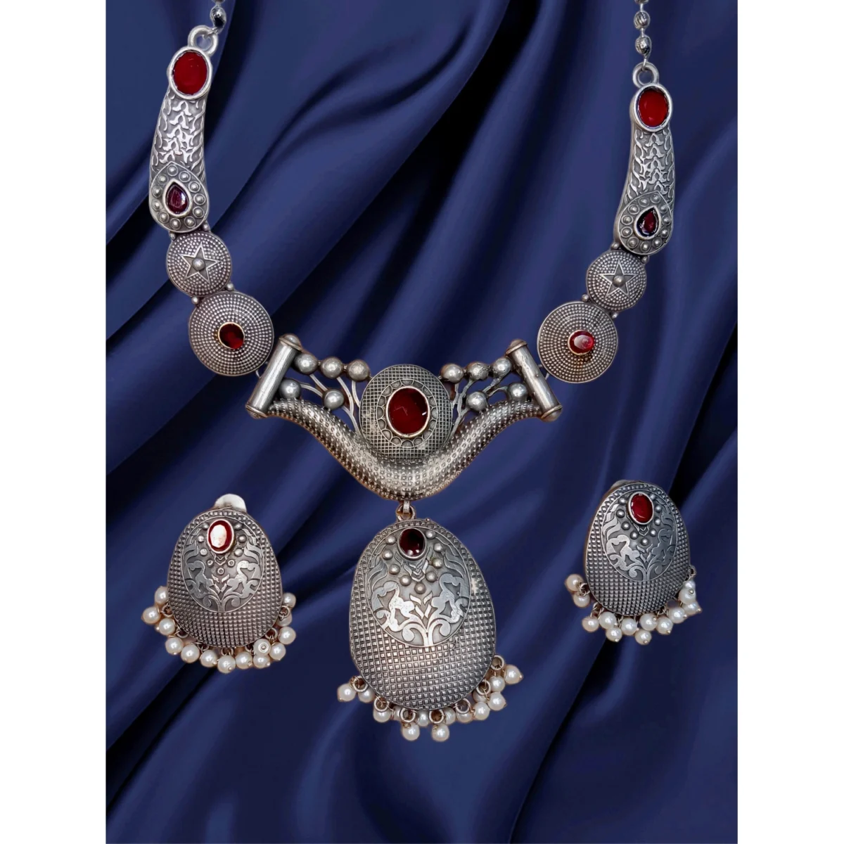 Oxidized Silver Replica Necklace Set