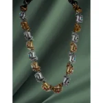 Silver Long Cow Motif Statement Necklace