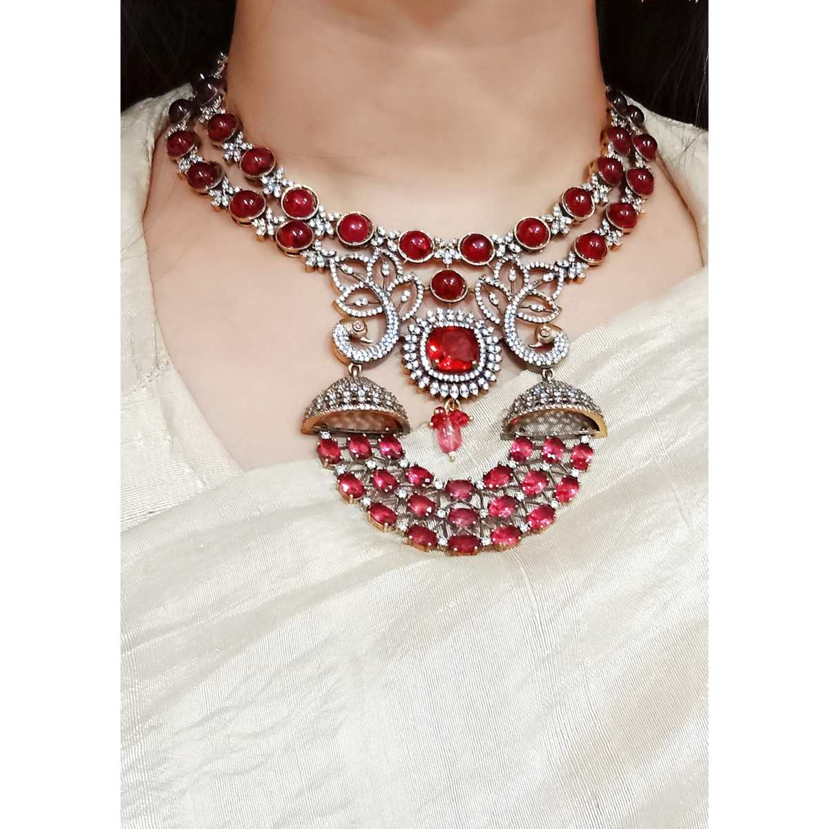 Red Victorian Princes Necklace NKLSET 11