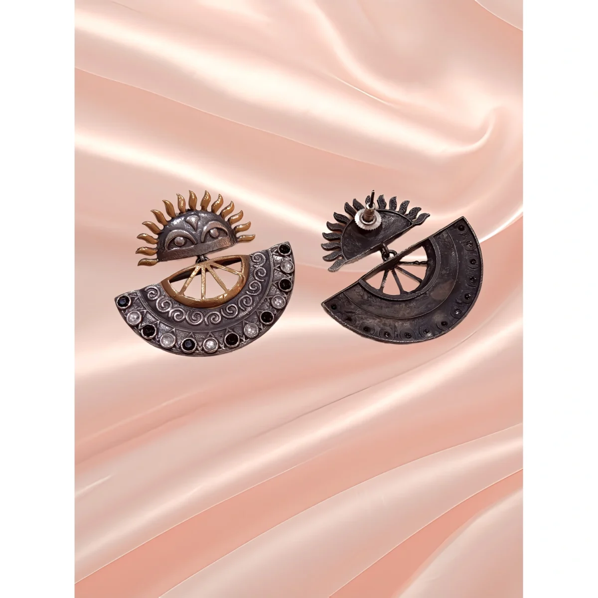 The Label Dg German Silver Sun Dual Tone Earring