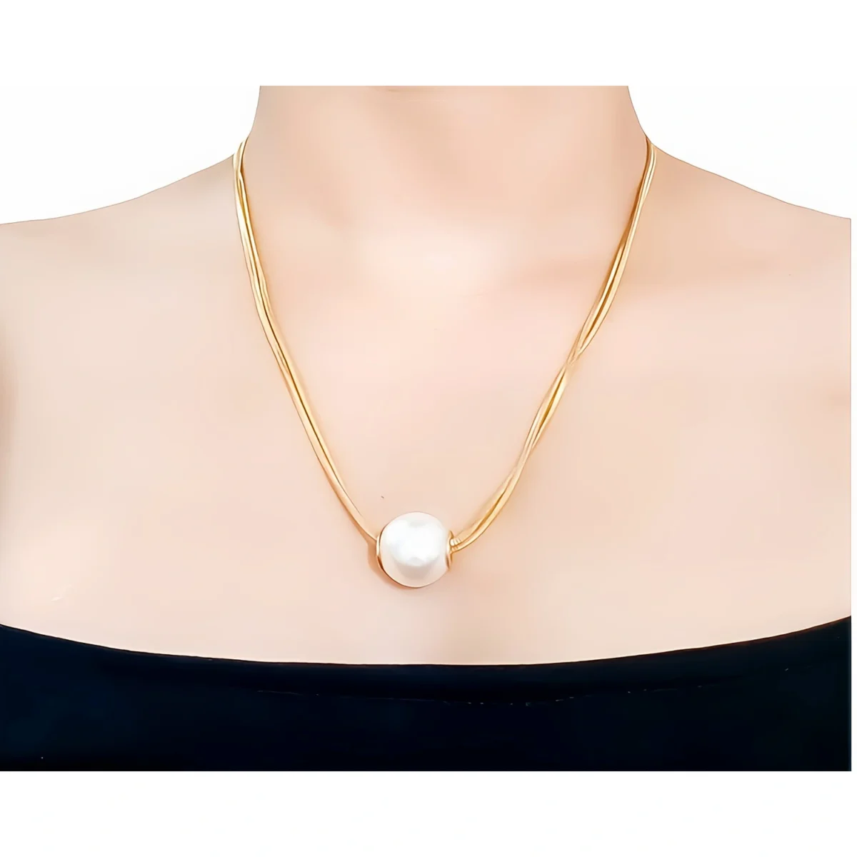 Double Chain Pearl Pendant