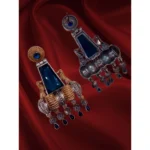 German Silver Blue Monalisa Tower Earring