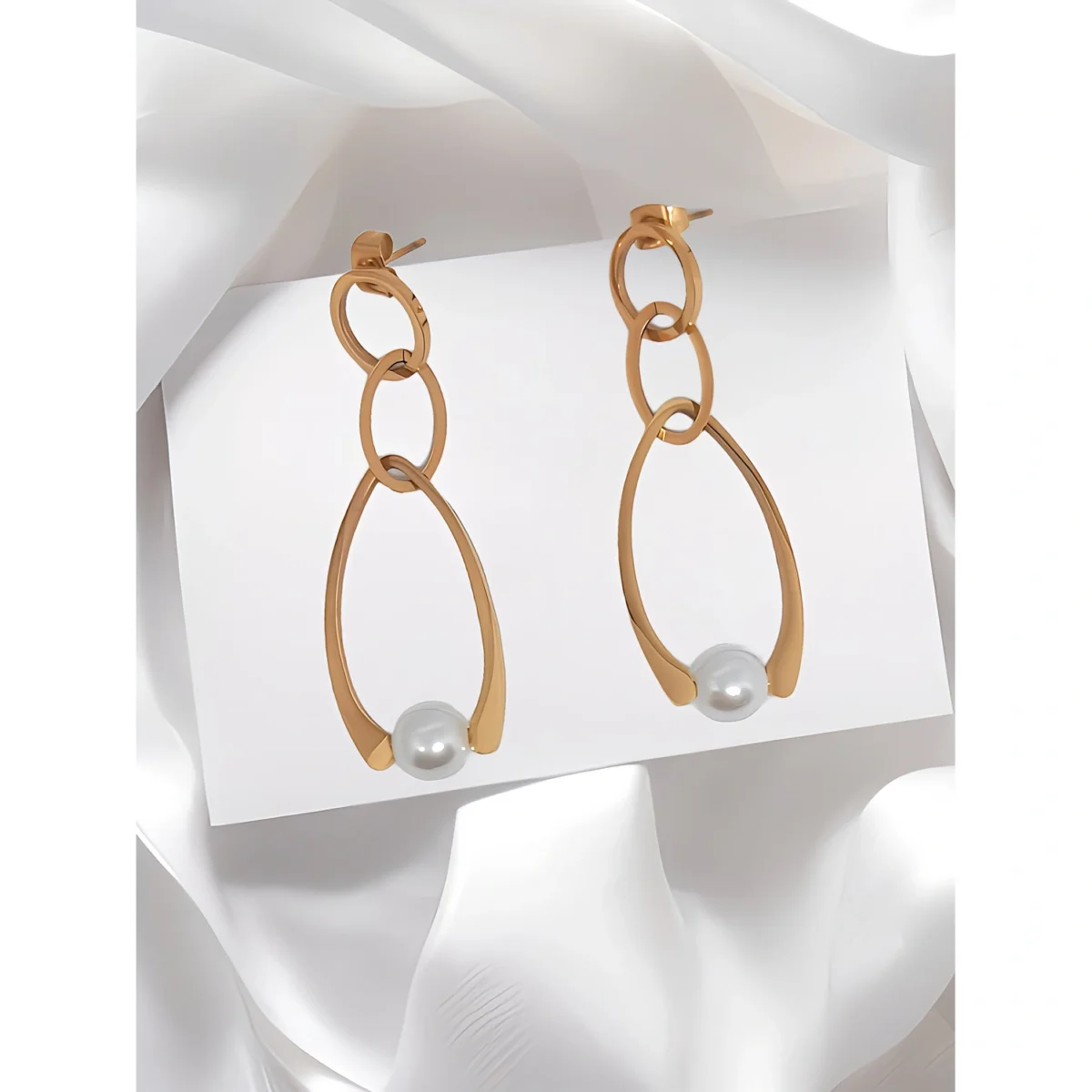 Gold Long Dangler Teardrop Earring