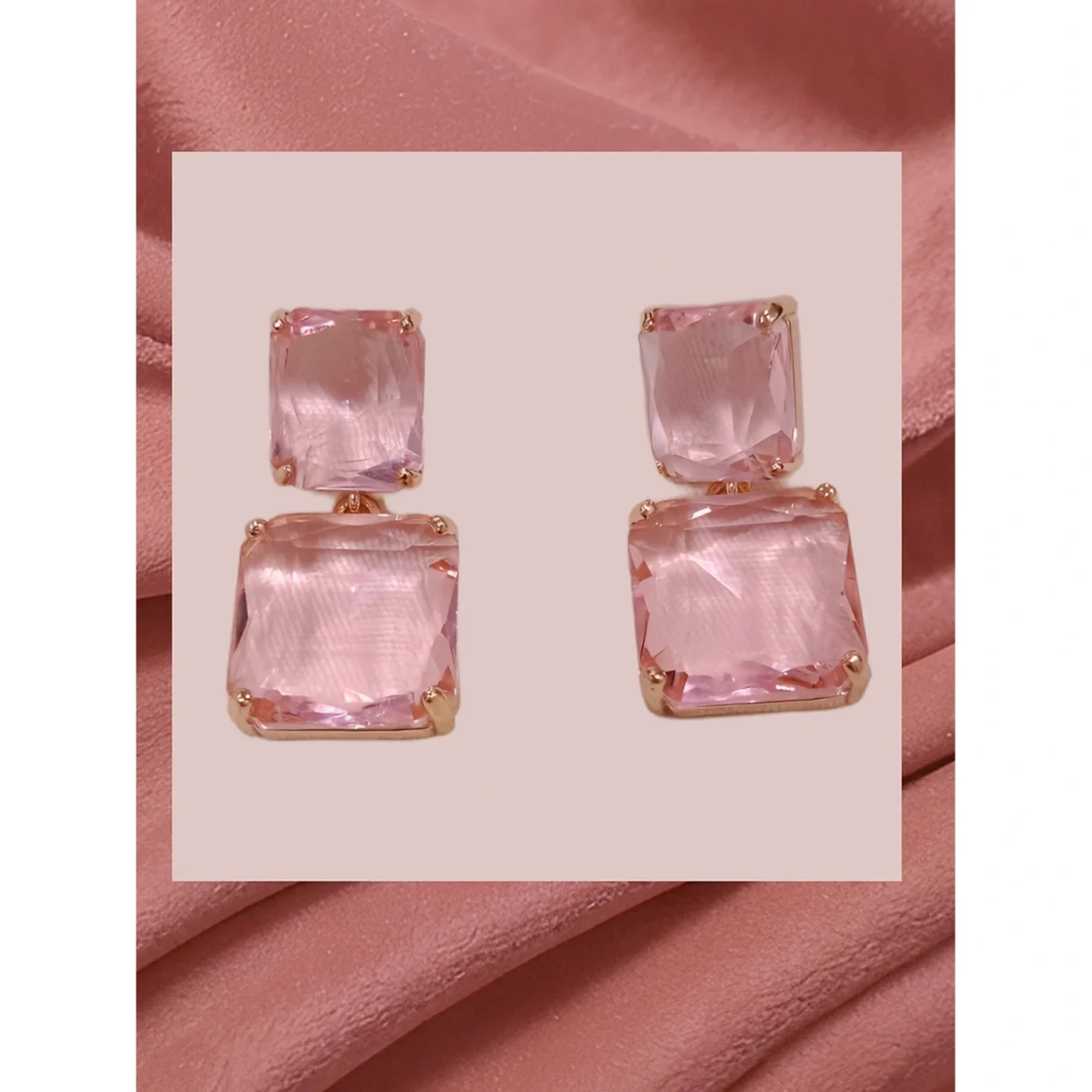 Baby Pink Glass Stone Earring