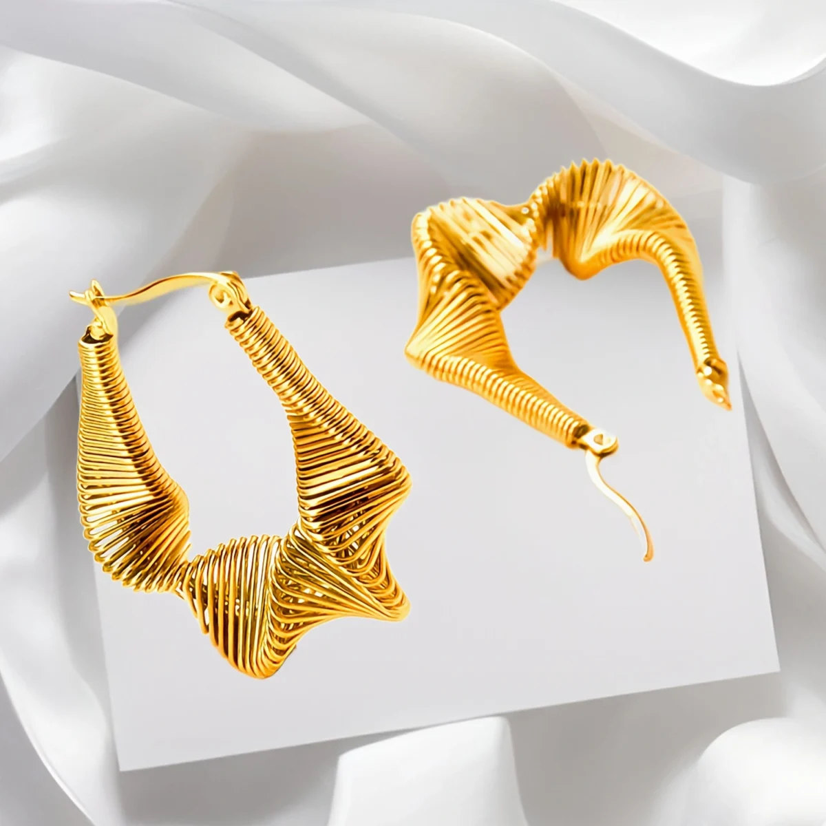 Twisted Coil Gold Hoop Earring