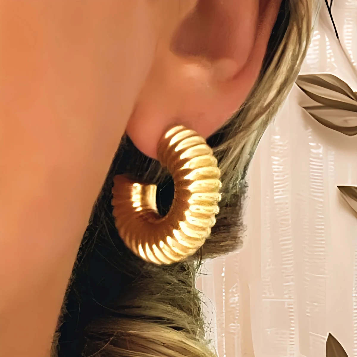 Gold Plated Coil Hoop Earring