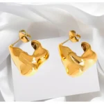 Gold plated Lava Irregular Shaped Earring