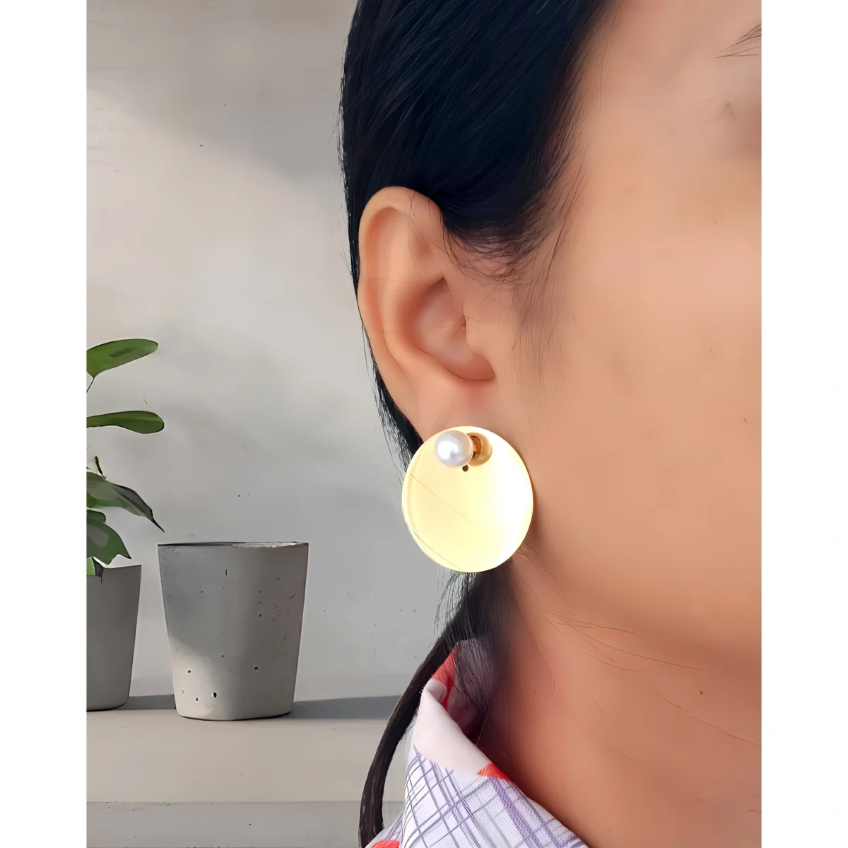 Gold Plated Disc Solid Stud Earring