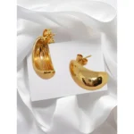 Tear Drop Hollow Back Gold Fashion Earring