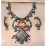 German Silver Oxidized Minakari Choker Necklace Set