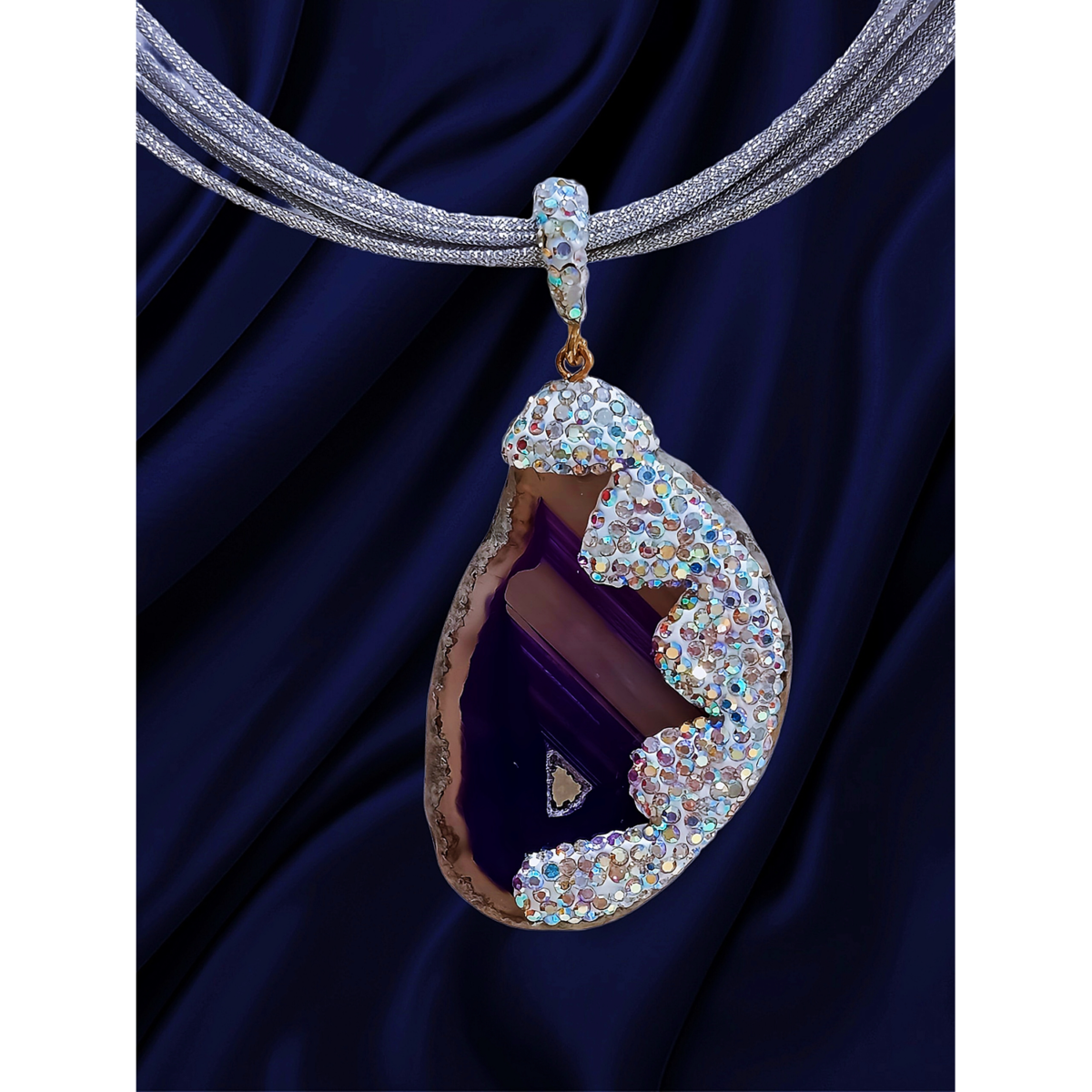 Purple Crystal wire Pendant Necklace