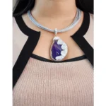 Purple Crystal wire Pendant Necklace