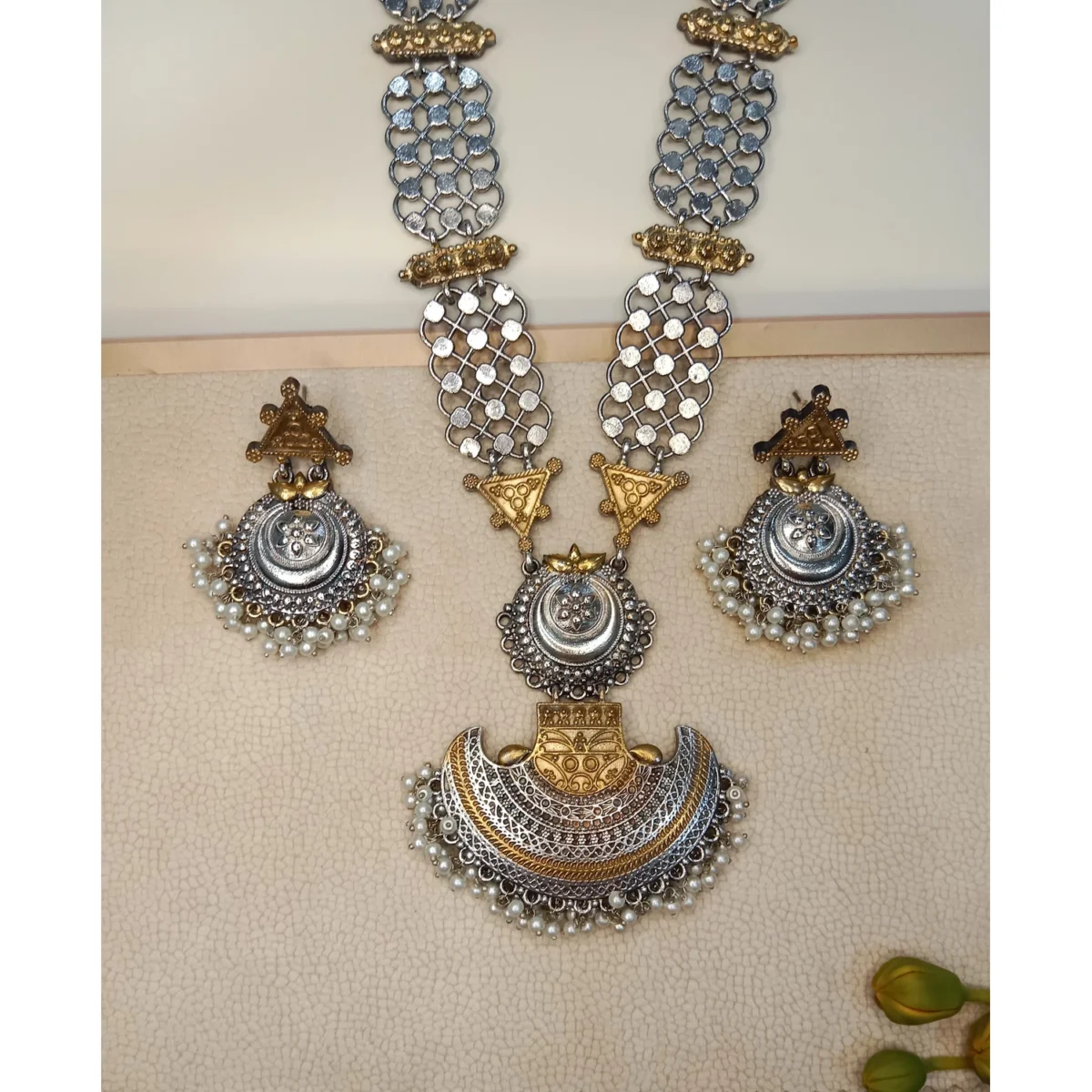 Oxidized silver Long Necklace Set