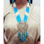 Long Pearl Blue Onyx Necklace NKLSET 1