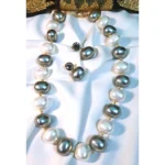 Classic White & Silver Baroque Pearl Necklace Set