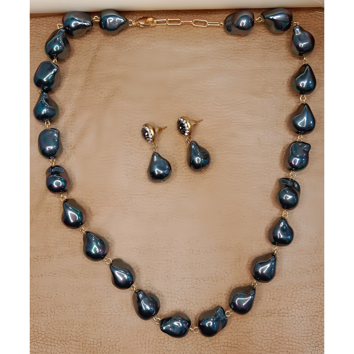 Peacock Baroque Black Pearl Necklace