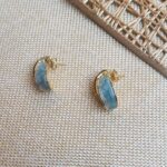 Crescent stud enamel earring