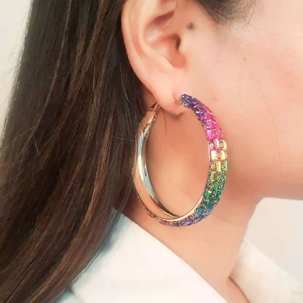 Medium Hoop Earring With Multi Colors