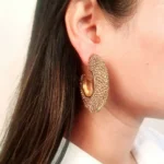 Half Circle Studded Earring