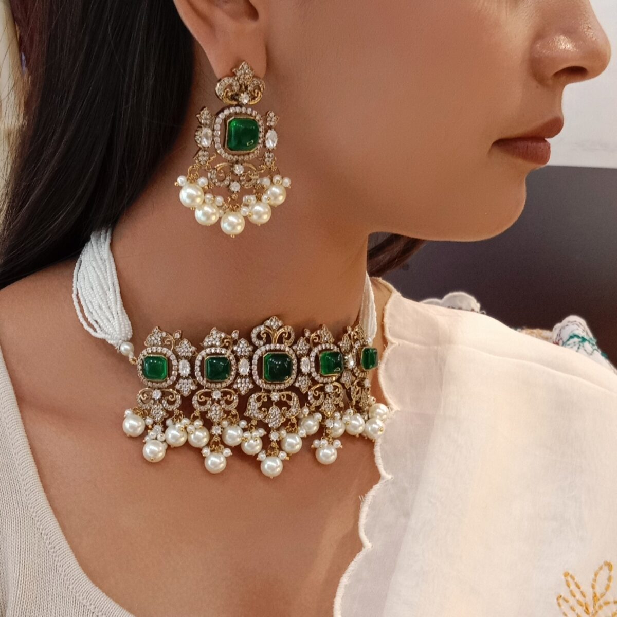 Emerald Green Rani Choker Set