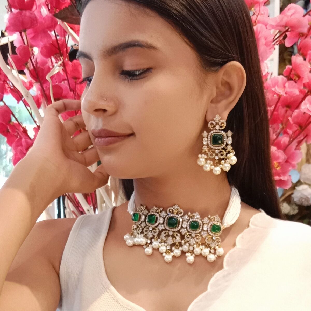 Emerald Green Rani Choker Set