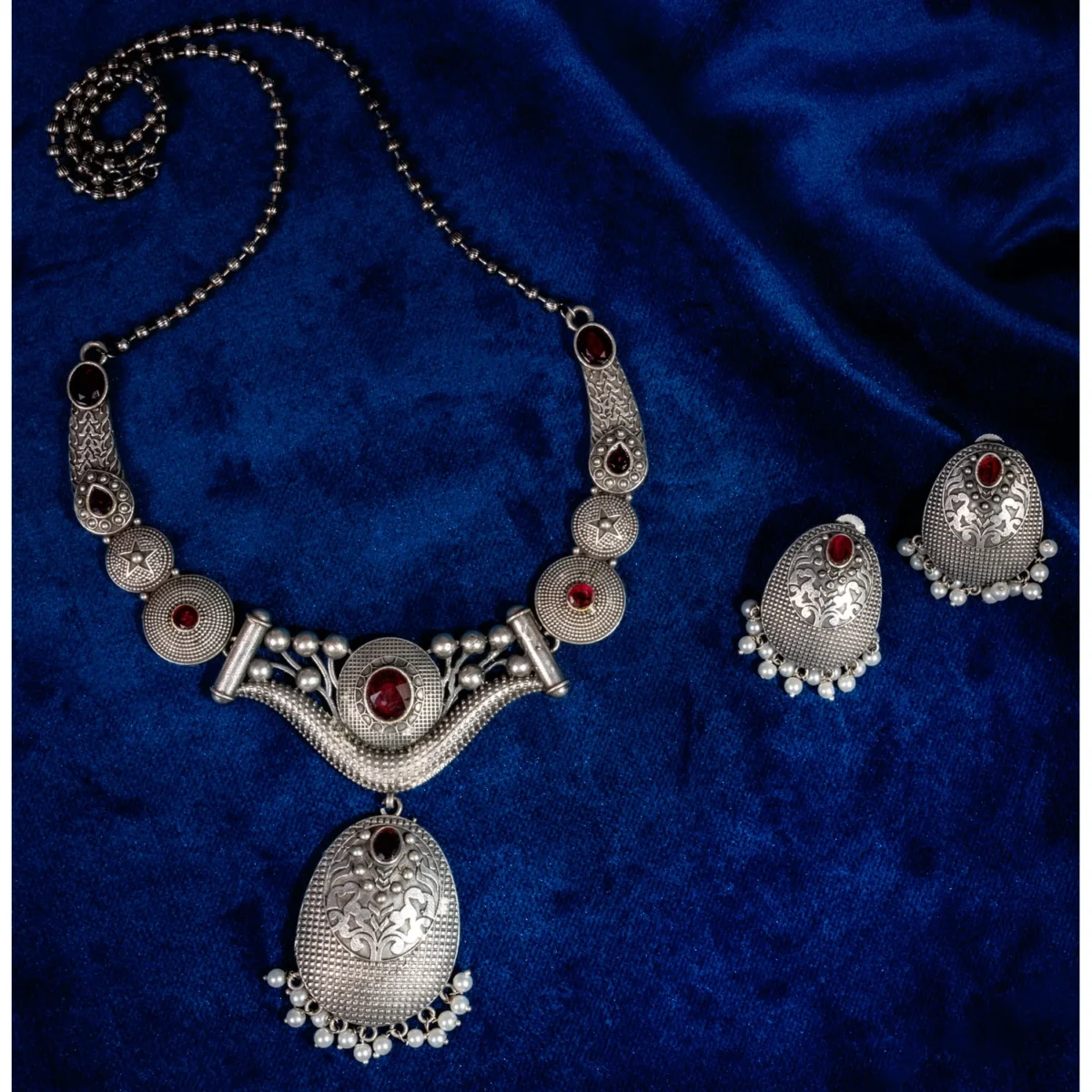 Oxidized Silver Replica Necklace Set