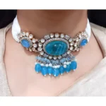 Pearl Blue Moissanite Stone Choker Set