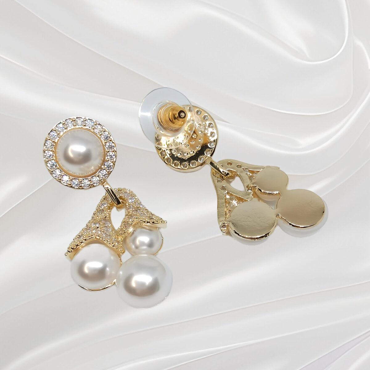 Dg Fashion Flower White Pearl Earring