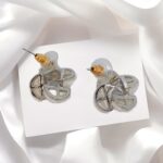 White Acrylic Flower Pattle Drop Earring