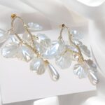 Pearl And Cz Cluster Silver Tone Earring