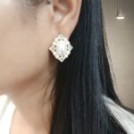 Gold Tone Stud With Pearl Hanging Earring