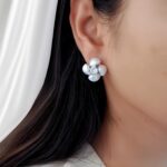 White Acrylic Flower Pattle Drop Earring