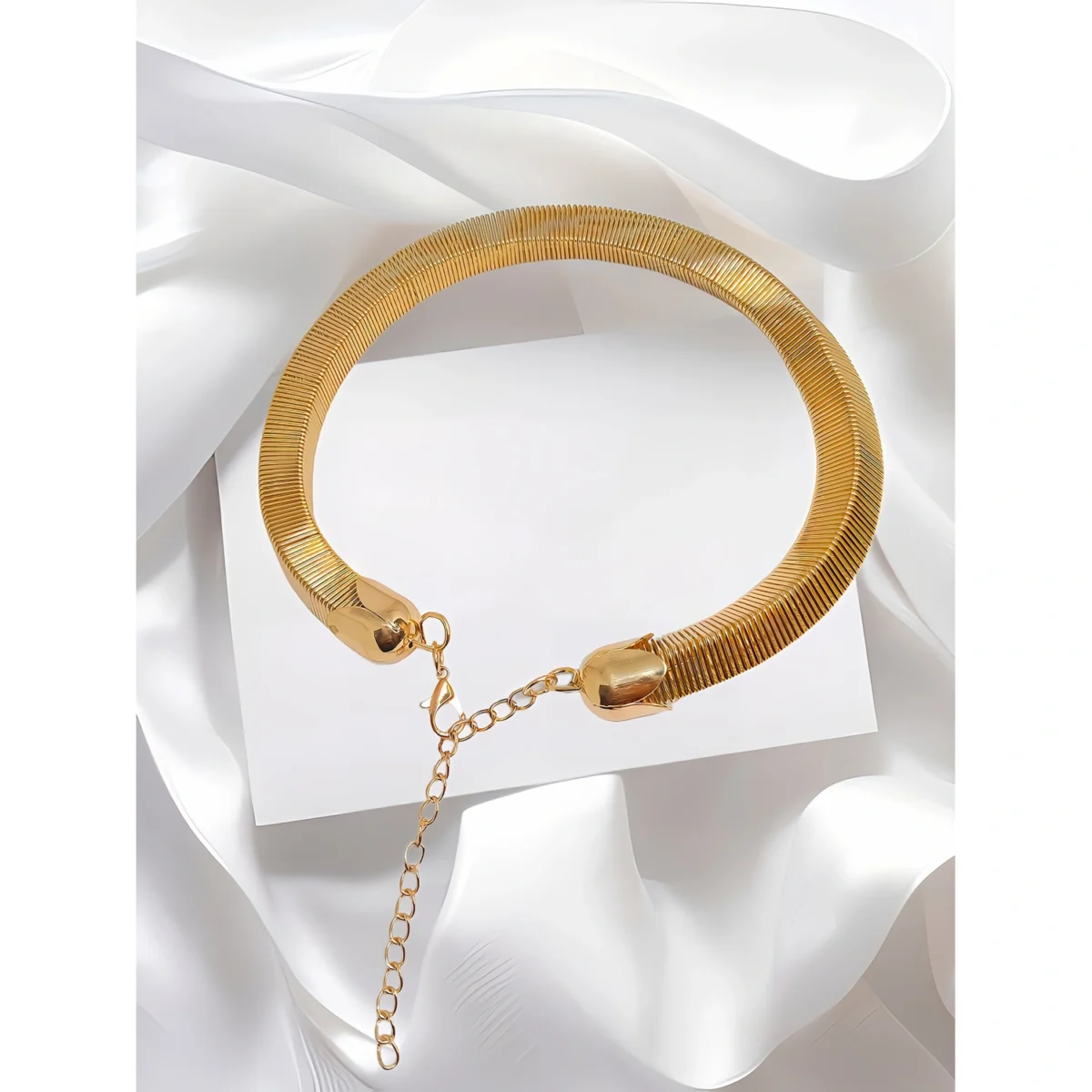 Classy 18k Gold Plated Wide Flexible Collar Necklace