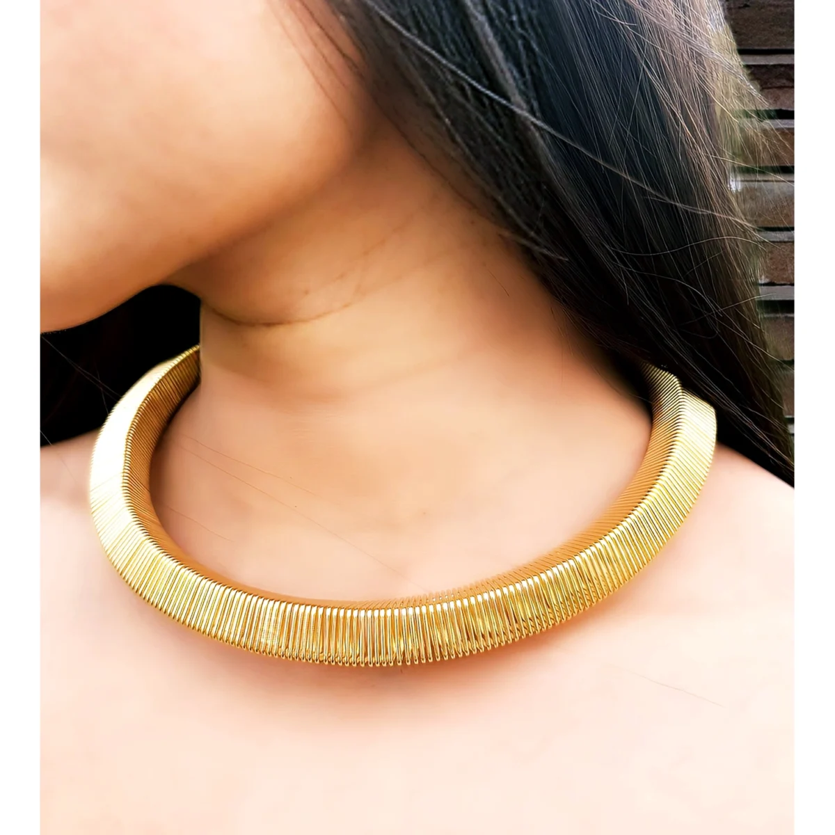 Classy18k Gold Plated Wide Flexible Collar Necklace