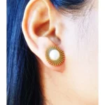 Vintage gold pearl sun stud earring