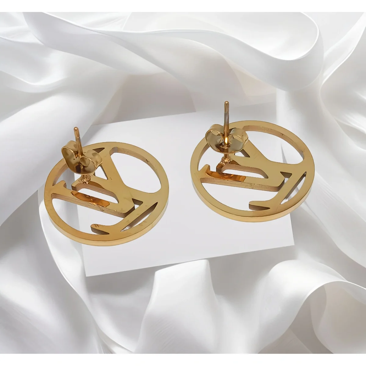 LV Initials Gold Plated Stud Earring