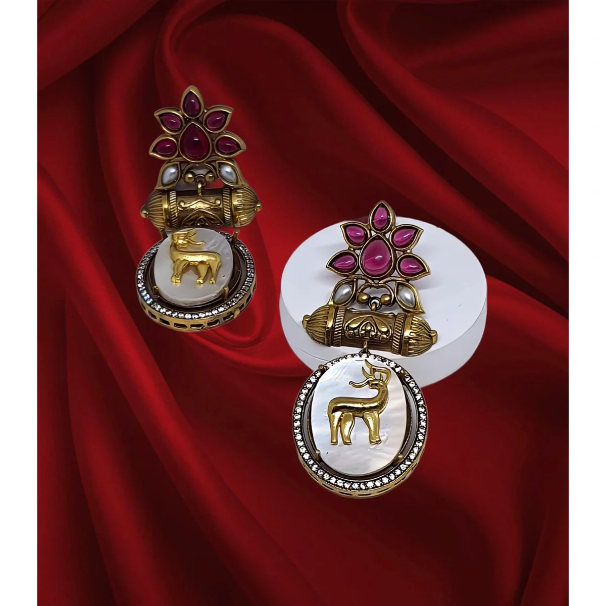 Gold Plated Designer Antelope Earring