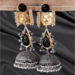 Lajjo Long Black Lightweight Jhumka Earring