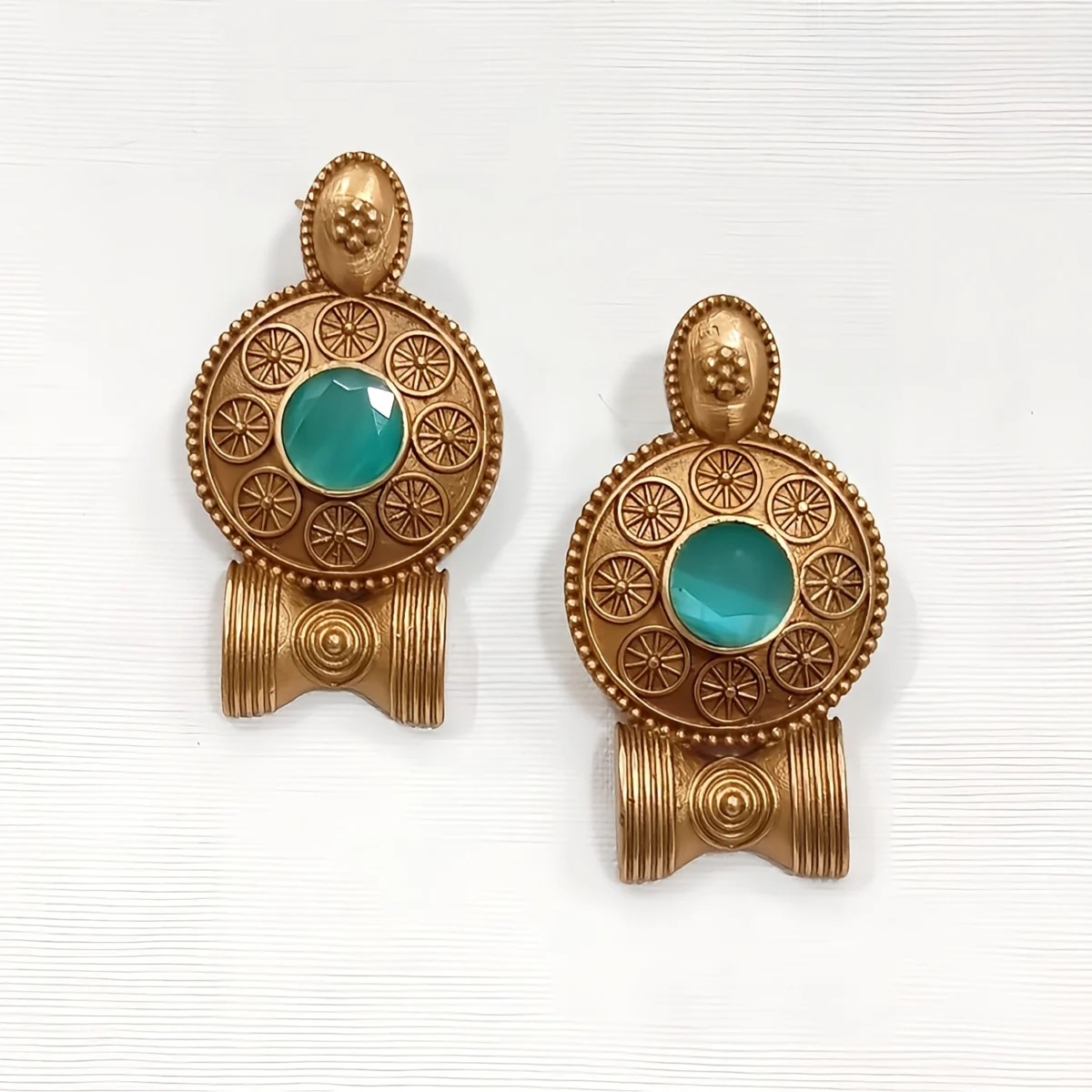 Matt Gold Apala Polish Antique Stud Earring