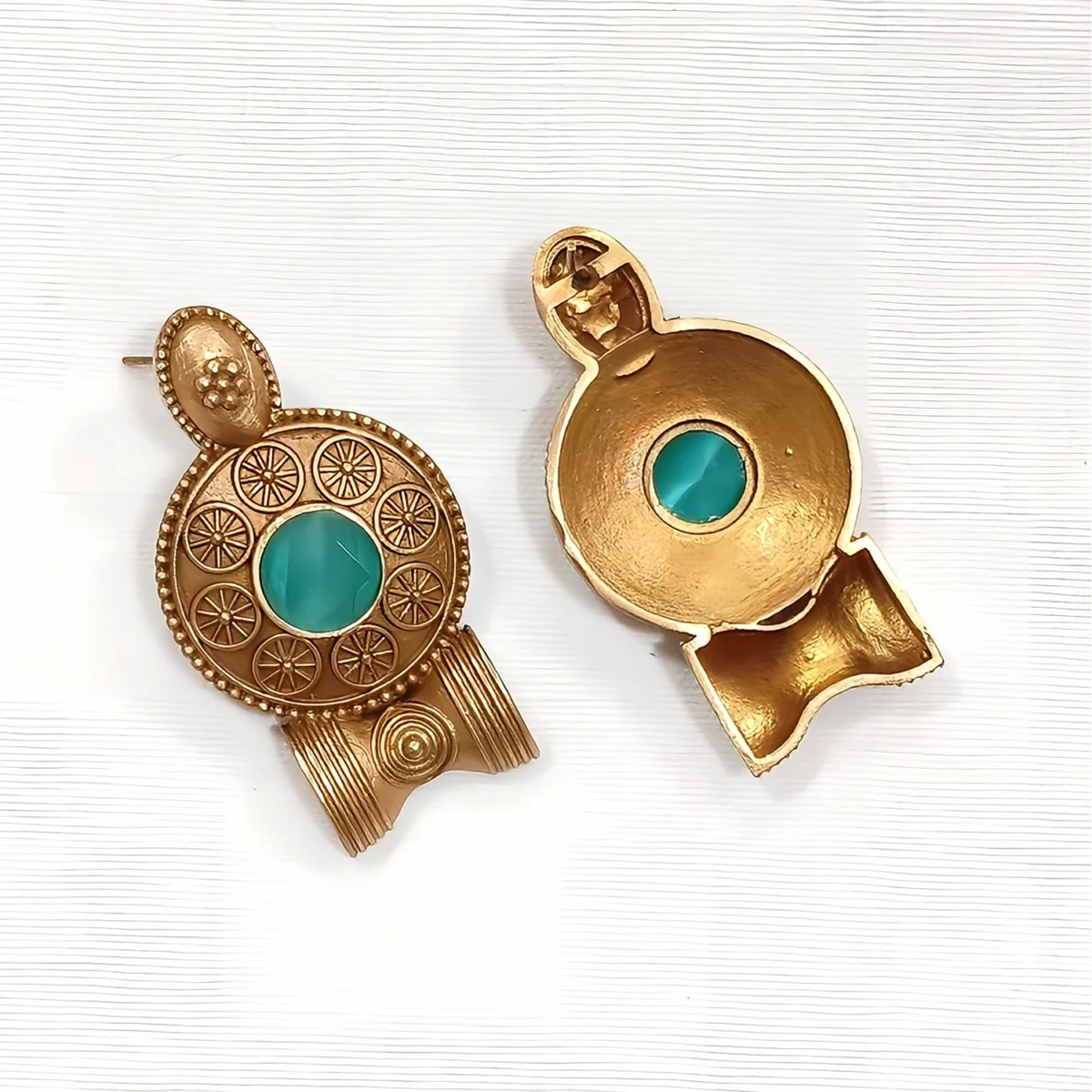 Matt Gold Apala Polish Antique Stud Earring