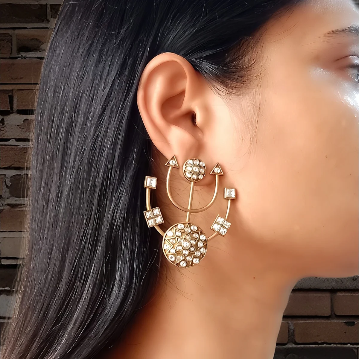 Ad studded festive earring