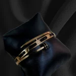 18k Gold Polish Black stone Studded Nail Bracelet