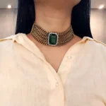 Stunning Diva Emerald Green Moissanite Choker Necklace Set