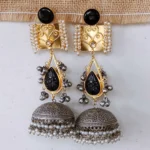 Lajjo Long Black Lightweight Jhumka Earring