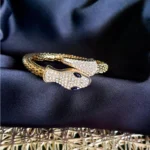 18k Gold Polish AD Studded Snake Bracelet