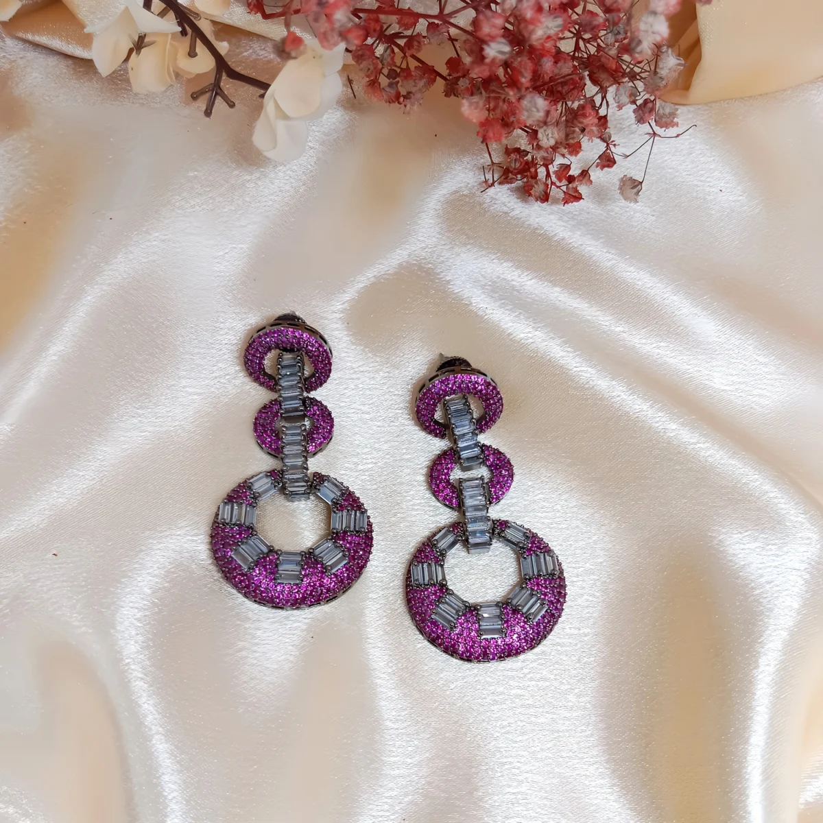 Purple Dangler Nano Ad Statement Earring