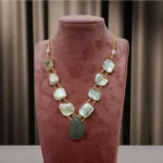 Brass Pearl Embedded Necklace Set